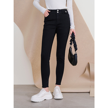 oldcolour欧珂冬季新款高腰修身直筒水洗牛仔长裤女P441103A1-699