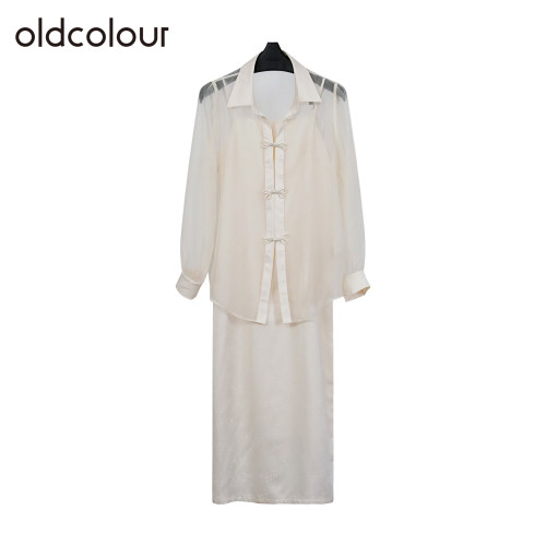 oldcolour欧珂夏季简约休闲连衣裙套装（内件+外件）女Q281016A1