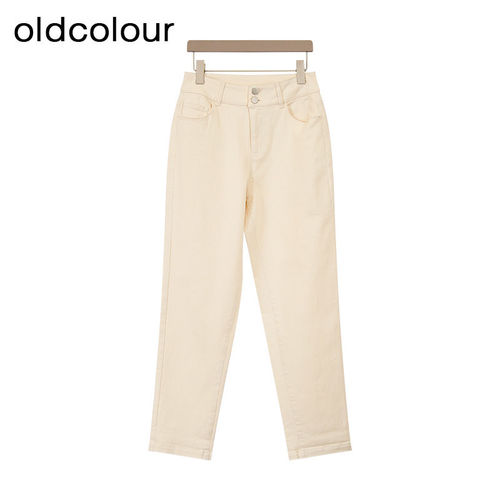 oldcolour春秋款百搭直筒高腰休闲长裤牛仔裤女BR311107A1-559