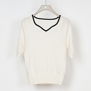 女332053382 桃心领简约气质毛织套头衫 NUTS秋季 新款