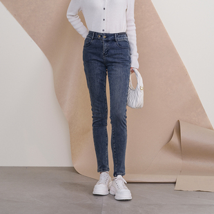 oldcolour欧珂冬季新款高腰直筒修身水洗牛仔长裤女P431106A1-799