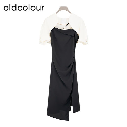 oldcolour欧珂商场同款时尚短袖连衣裙女BR21102259-899