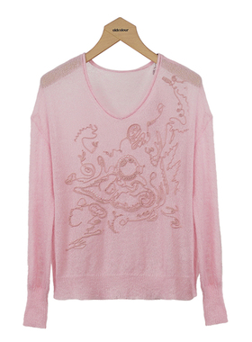 oldcolour长袖薄款针织衫秋季时尚气质百搭毛衣女O33052343-799