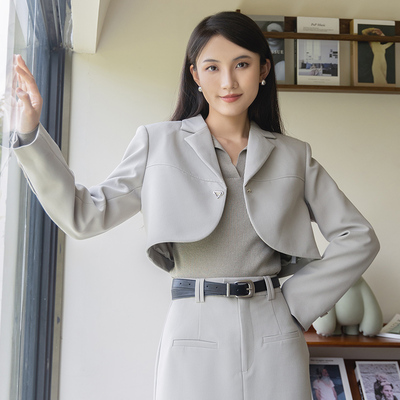 NUTS秋季新款通勤设计感小众气质超短款西装外套女4340401A1