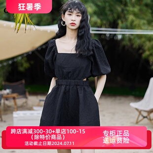 oldcolour2022夏连衣裙腰部镂空高级感气质公主裙BO22101046B 999