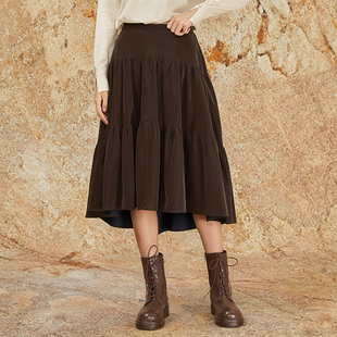 459 蛋糕裙女 oldcolour半1身裙2022冬季 复古气质高腰A字中长款