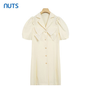 奶系温柔连衣裙女324101301 NUTS夏季 轻熟法式 小飞袖 659 新款