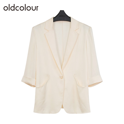 oldcolour欧珂夏季轻职风简约通勤百搭纯色中袖西装外套