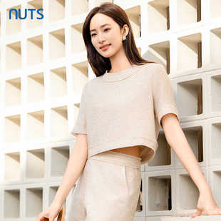 通勤风针织衫 复古文艺短袖 女421011028 新款 NUTS夏季