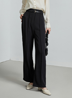 oldcolour秋季新款黑色流行休闲直筒西装裤子女P310703A1-699