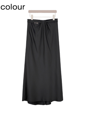 oldcolour夏季新款时尚通勤优雅简约设计感半身裙女Q220609A1-599