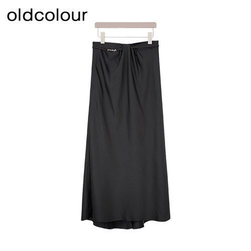 oldcolour夏季新款时尚通勤优雅简约设计感半身裙女-599