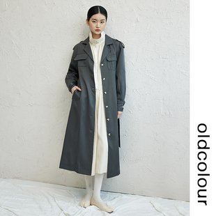 oldcolour休闲风衣法式复古英伦时尚长款外套女BO33047107-1299