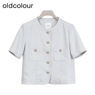 oldcolour商场同款夏季小香风气质圆领直筒短外套女P27041024-599