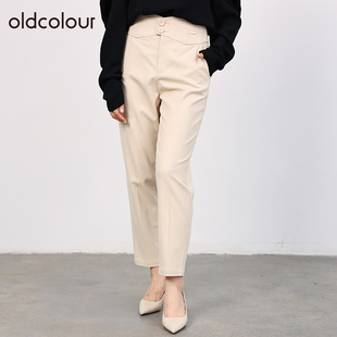 599 女O34073464 oldcolour欧珂女商场同款 高腰显瘦通勤直筒休闲裤
