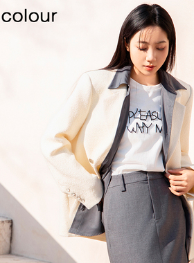 分oldcolour外套夏通勤简约职场气质宽松小西服女Q190402A1-1599
