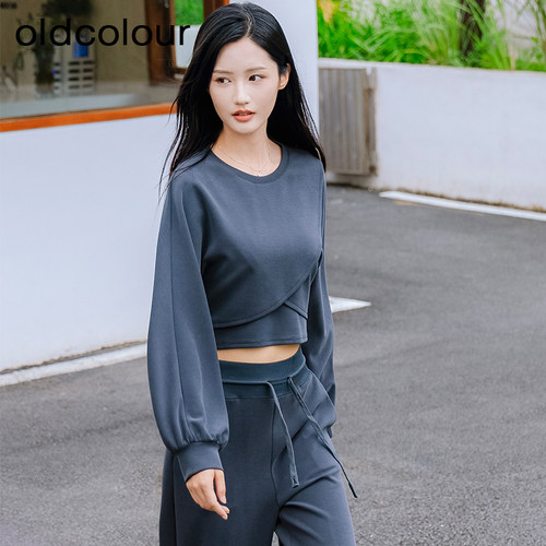 oldcolour欧珂春秋季纯色短款简约休闲长袖T恤女BQ330202A3