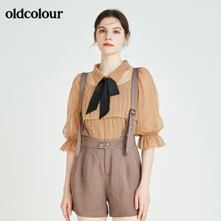 女N24011453 衬衫 799 短袖 oldcolour欧珂21夏圆点圆领时尚