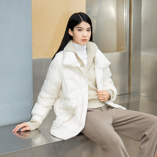 冬新款立领通勤时尚保暖加厚中款羽绒服外套女44-1699