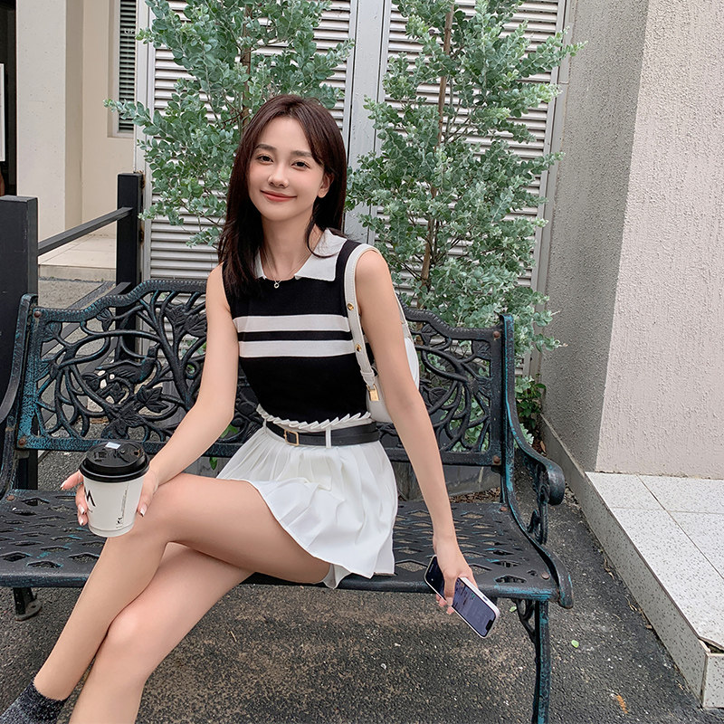 很有名的店2023年春季新款芭蕾少女显腿长百褶a字半身短裙裙裤女