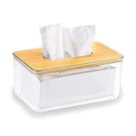 Tissue Box Holder Rectangular with Bamboo Lid，Minimalist