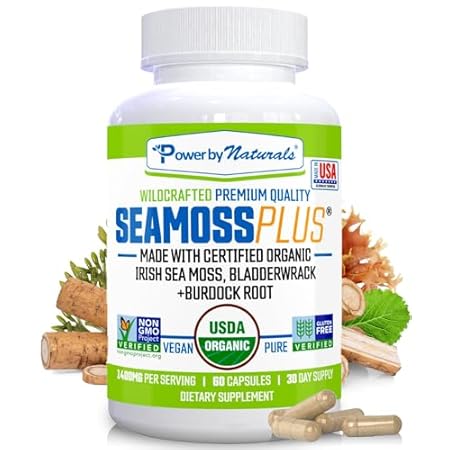 Power By Naturals Sea Moss Plus， USDA Certified Organic I