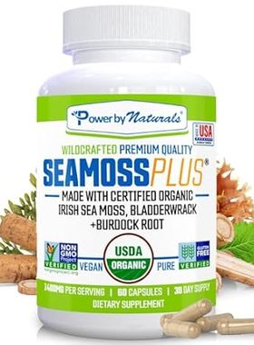 Power By Naturals Sea Moss Plus， USDA Certified Organic I