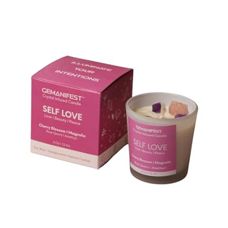 Self Love Crystal Candle for Love， Beauty and Peace | Sak
