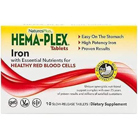 NaturesPlus Hema-Plex Iron - 10 Slow-Release Tablets - 85
