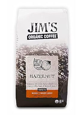 Jim’s Organic Coffee – Hazelnut， All Natural Flavored Ble