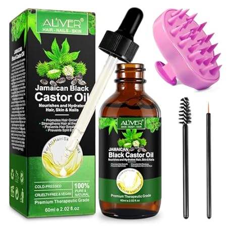 ALIVER Jamaican Black Castor Oil for Hair Growth， Pure Co