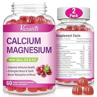 Calcium Magnesium Zinc Gummies with Vitamin D3 and K2， Hi