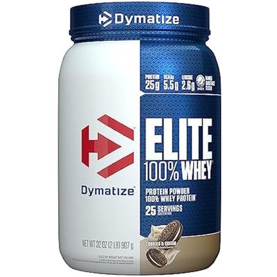 Dymatize Elite 100% Whey Protein Powder， 25g Protein， 5.5