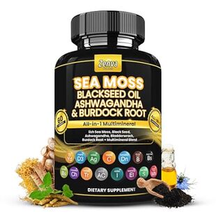 Sea Moss Black Seed Oil Ashwagandha Ginger Burdock Root C