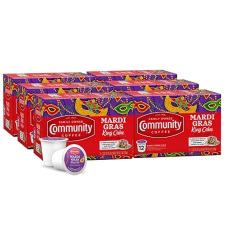 Community Coffee Mardi Gras King Cake Flavored 72 Count C