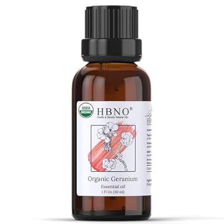 HBNO Organic Geranium Essential Oil 1 oz (30ml) - 100% Pu