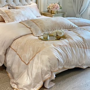 轻奢风冰丝四件套高级感真丝滑裸睡凉感被套床笠欧式 夏季 床上用品