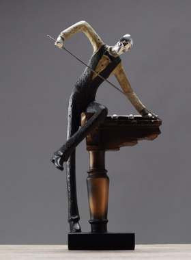 新款欧式a复古打台球人物摆件家居书房玄关酒柜咖啡厅台球会所装