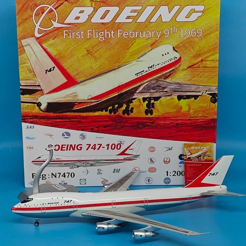 新款1:20 00波音原B747100客机N7470首飞彩绘飞U机模型合金装饰集