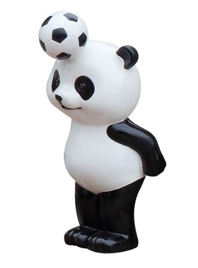 新品户外花园草坪摆件足球熊x猫卡通幼儿园动物玻璃纤维雕塑园林