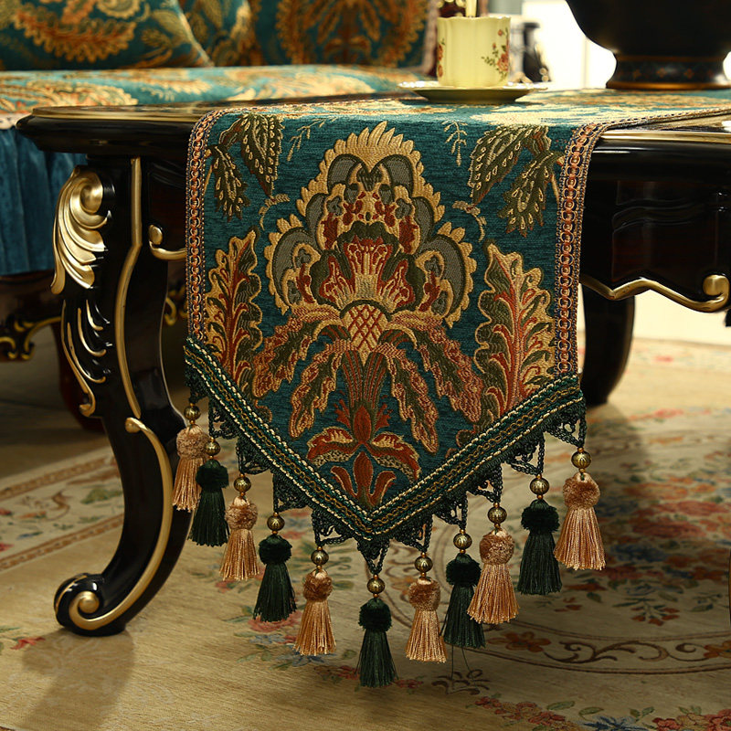 新款美式桌旗h轻奢高档茶台布艺长条桌布欧式高级感餐桌电视柜茶