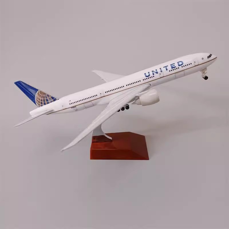 新款波音787美联航43cm仿真飞机模型客机静态摆件V儿童玩具带轮灯