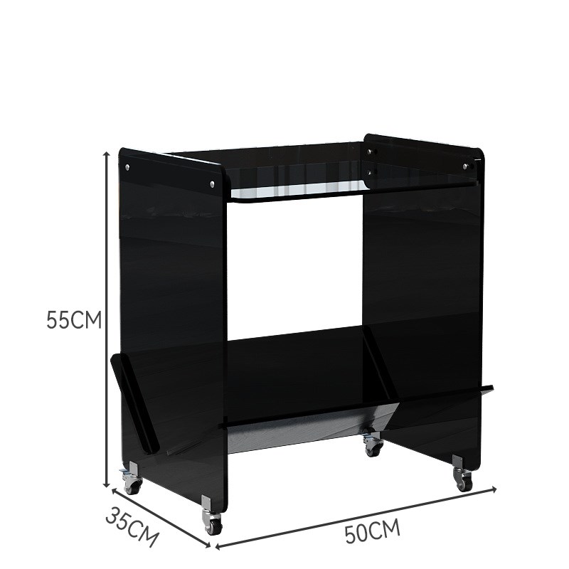 新款透明亚克力创意移动边几x置物推车沙发边柜角几茶几收纳架卧