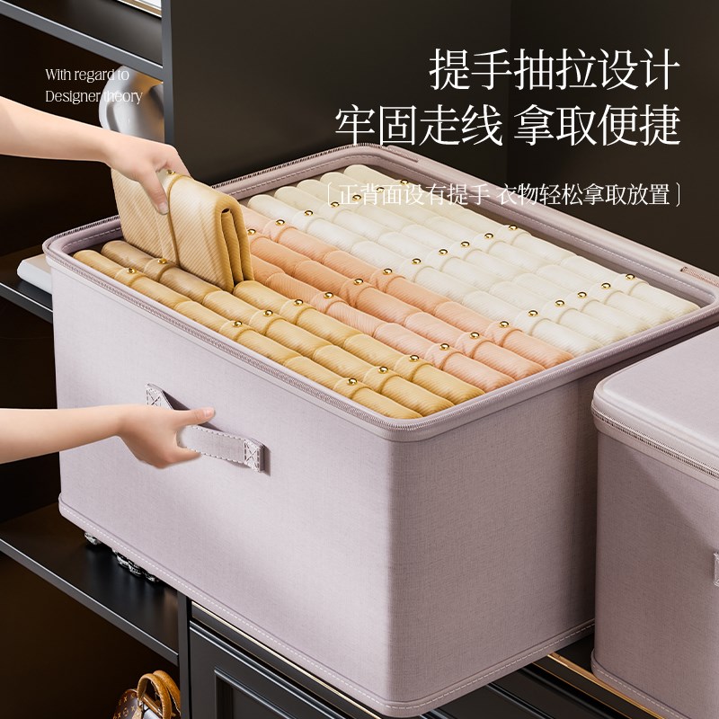 真棉家用衣服收纳箱装羽绒服棉被整理盒K大容量防潮衣柜储物筐!