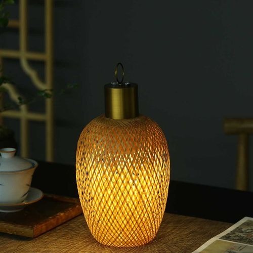 新款新中式竹编台灯禅意吊灯民B宿茶室灯笼客厅氛围灯竹制工艺品