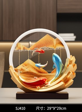 新款风生b水起摆件客厅创意电视柜酒柜流沙画装饰品乔迁新居礼品