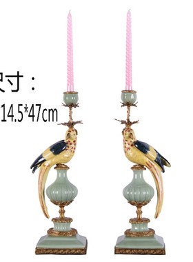 新款欧式绿色冰i裂纹陶瓷配铜花瓶纸巾盒法式宫廷客厅玄关壁炉高