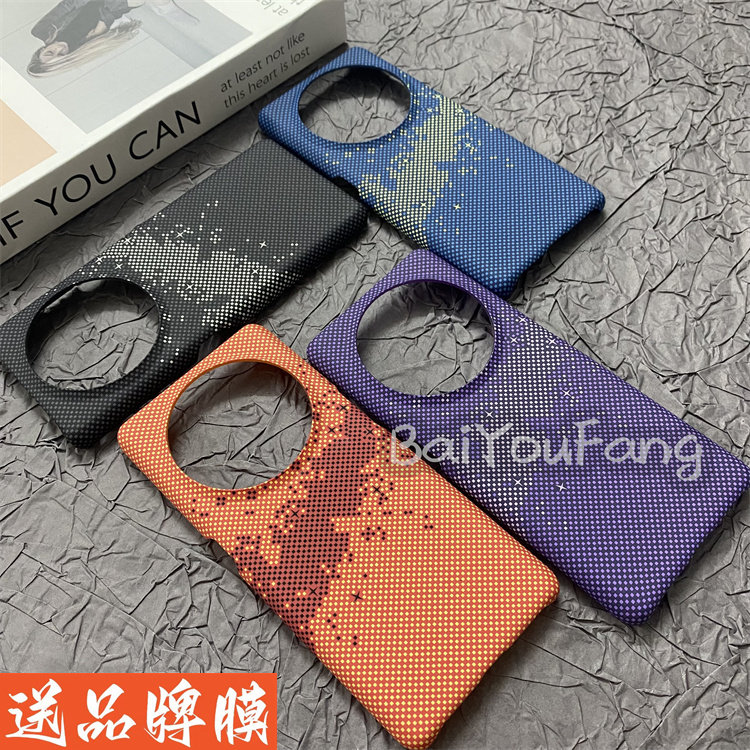 浪漫星海适用OPPO FindX6Pro手机壳高级感凯夫拉纤维纹findx6大孔半包3D浮雕防摔保护硬套pro上下不包火山口