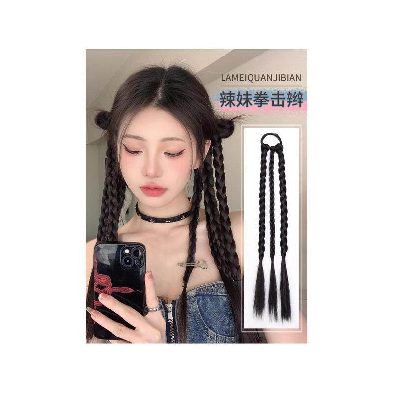 假发辫子三股麻花辫女团高马尾鱼骨脏辫网红甜酷辣妹拳击辫双马尾