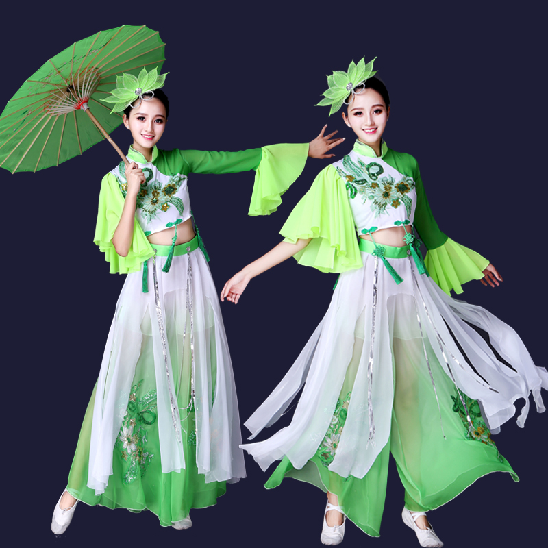 新款古典舞演出服女飘逸中国风民族秧歌服现代舞扇子伞舞蹈表演服